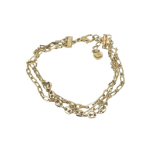 Liz Claiborne Elegant Gold-Tone Multi Strand Chain Bracelet With Lobster Clasp E - Picture 3 of 7